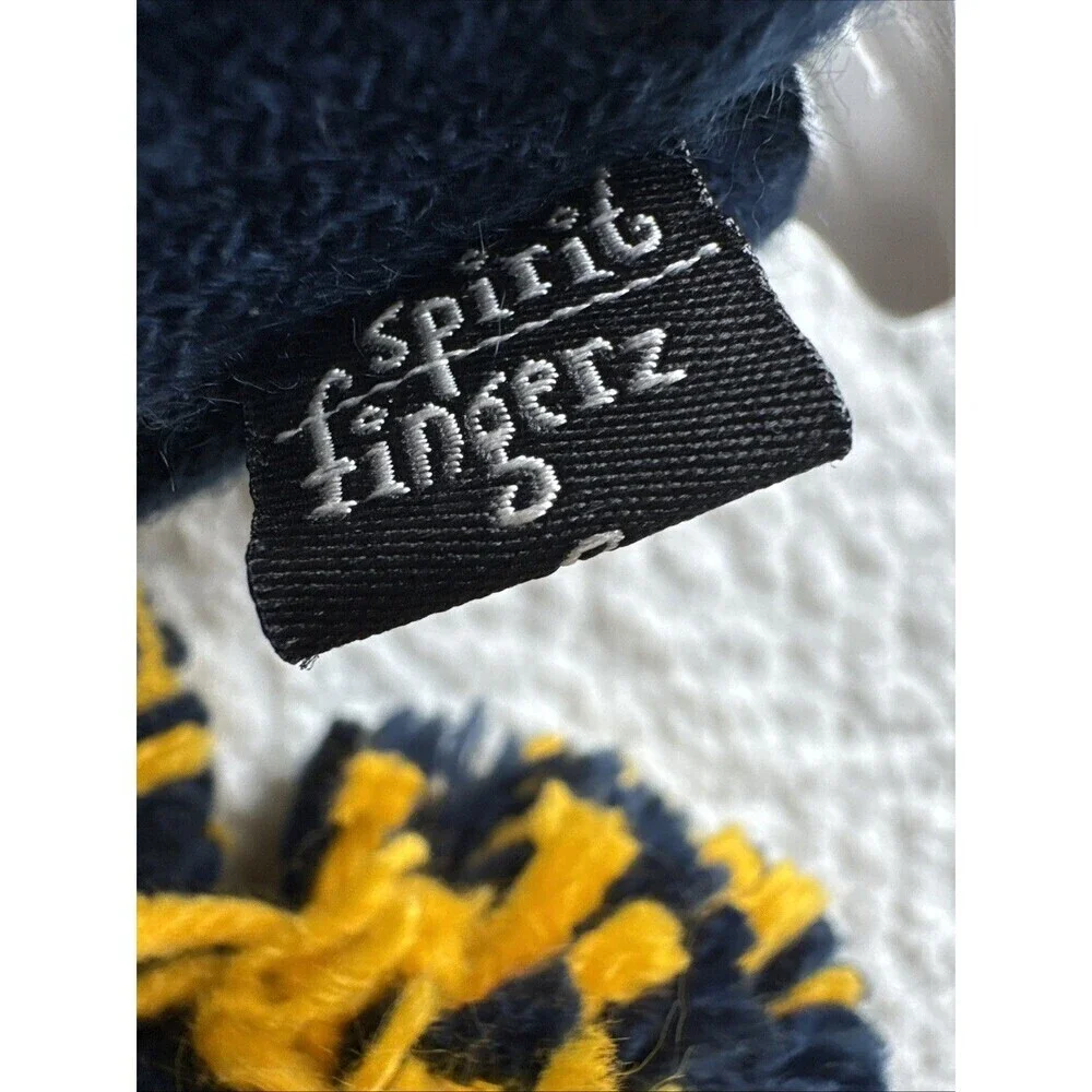 NWT Spirit Fingerz Pom-Pom Gloves . Blue & Maize